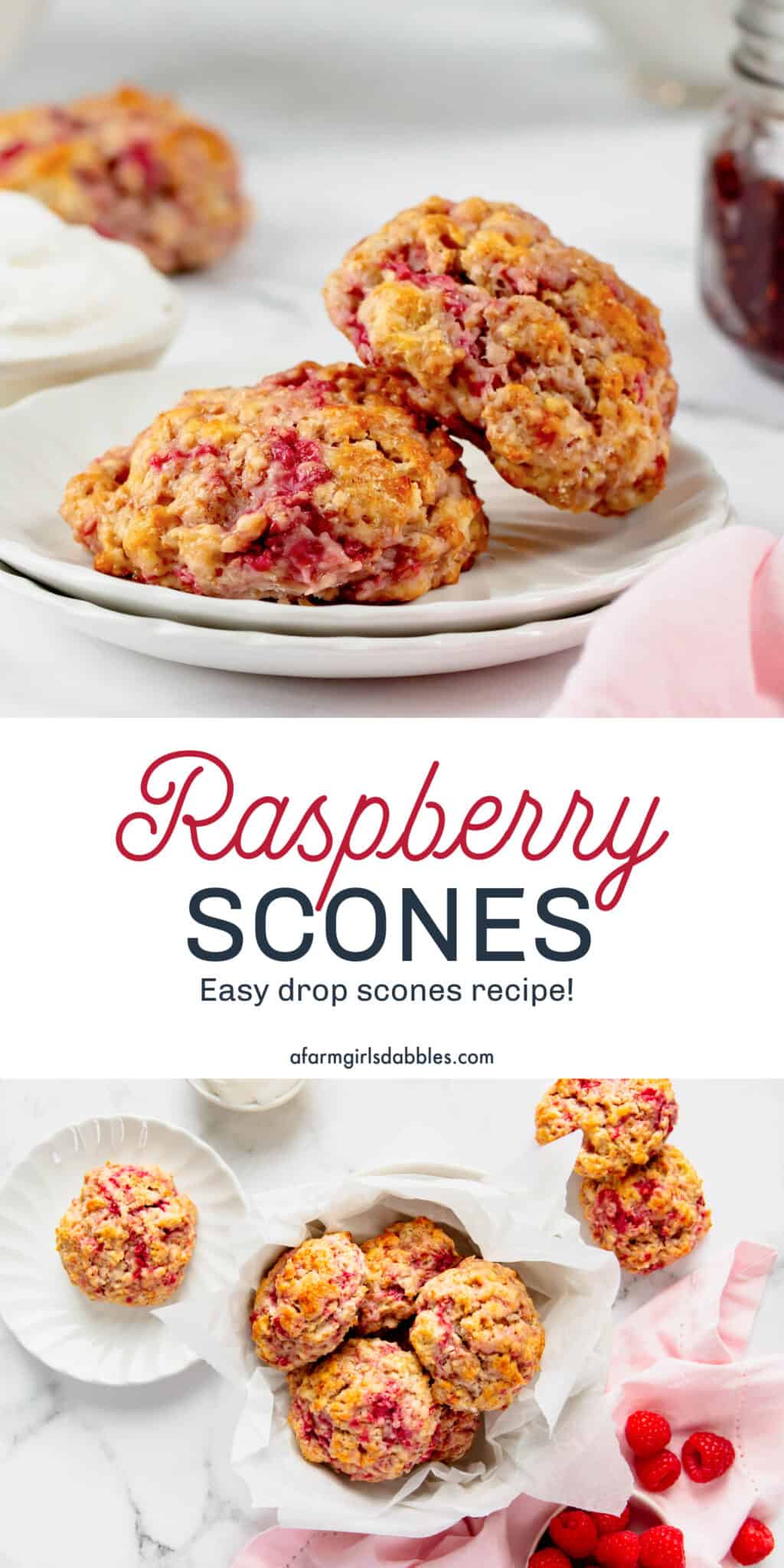 Whole Wheat Raspberry Drop Scones l a farmgirl's dabbles