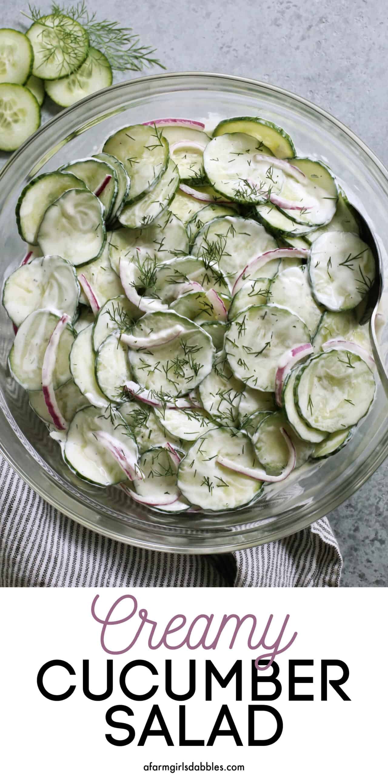 Pinterest image for Creamy Cucumber Salad