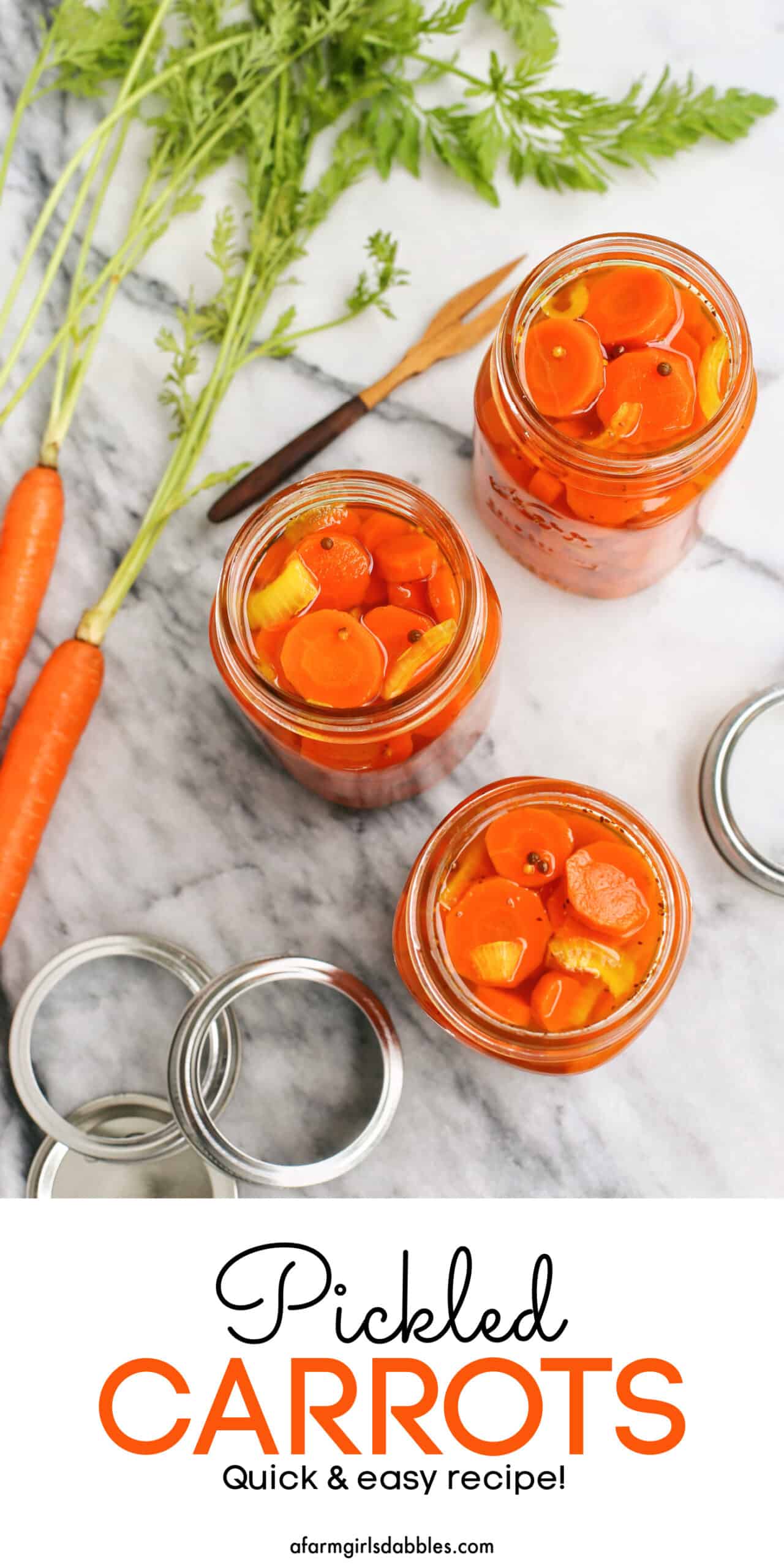 Pinterest image for quick pickled carrots