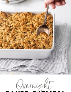 Pinterest image for overnight baked apple oatmeal