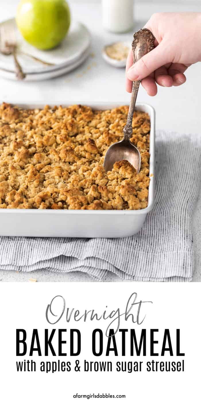 Pinterest image for overnight baked apple oatmeal