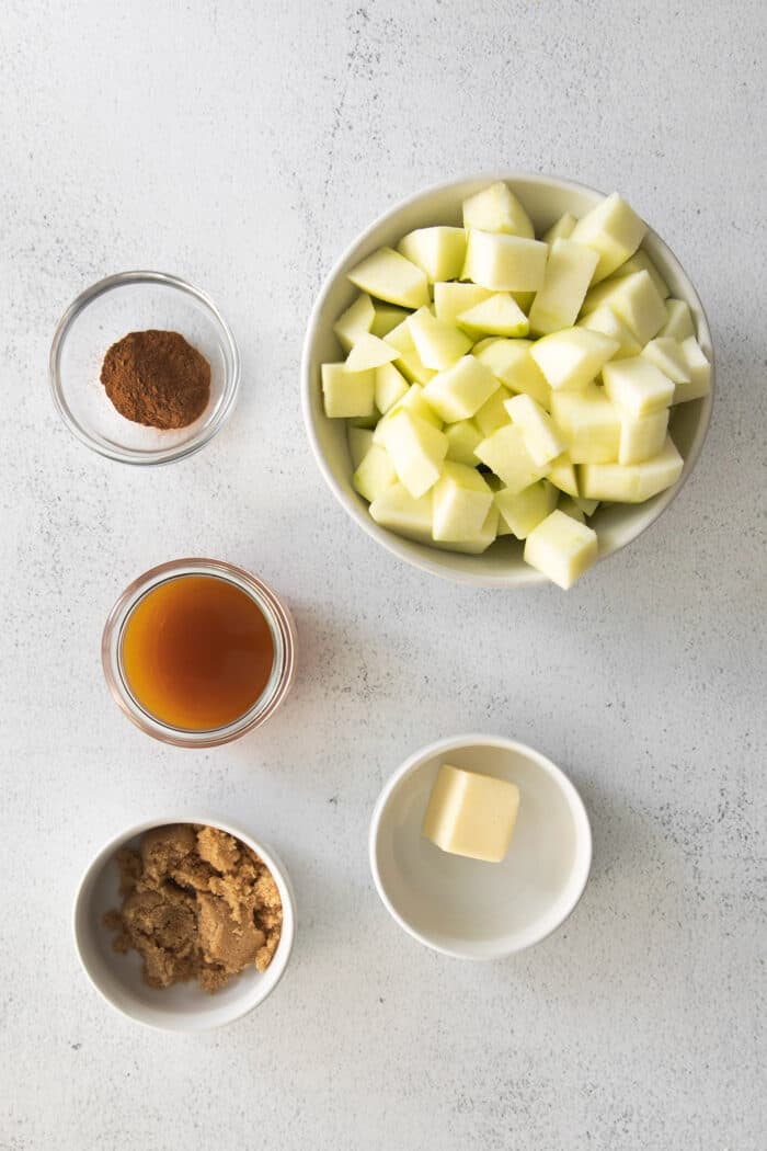 chopped apples and ingredients for the apple filling