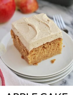 Pinterest image for apple cake with brown sugar buttercream frosting