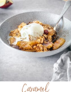 Pinterest image for caramel apple crisp