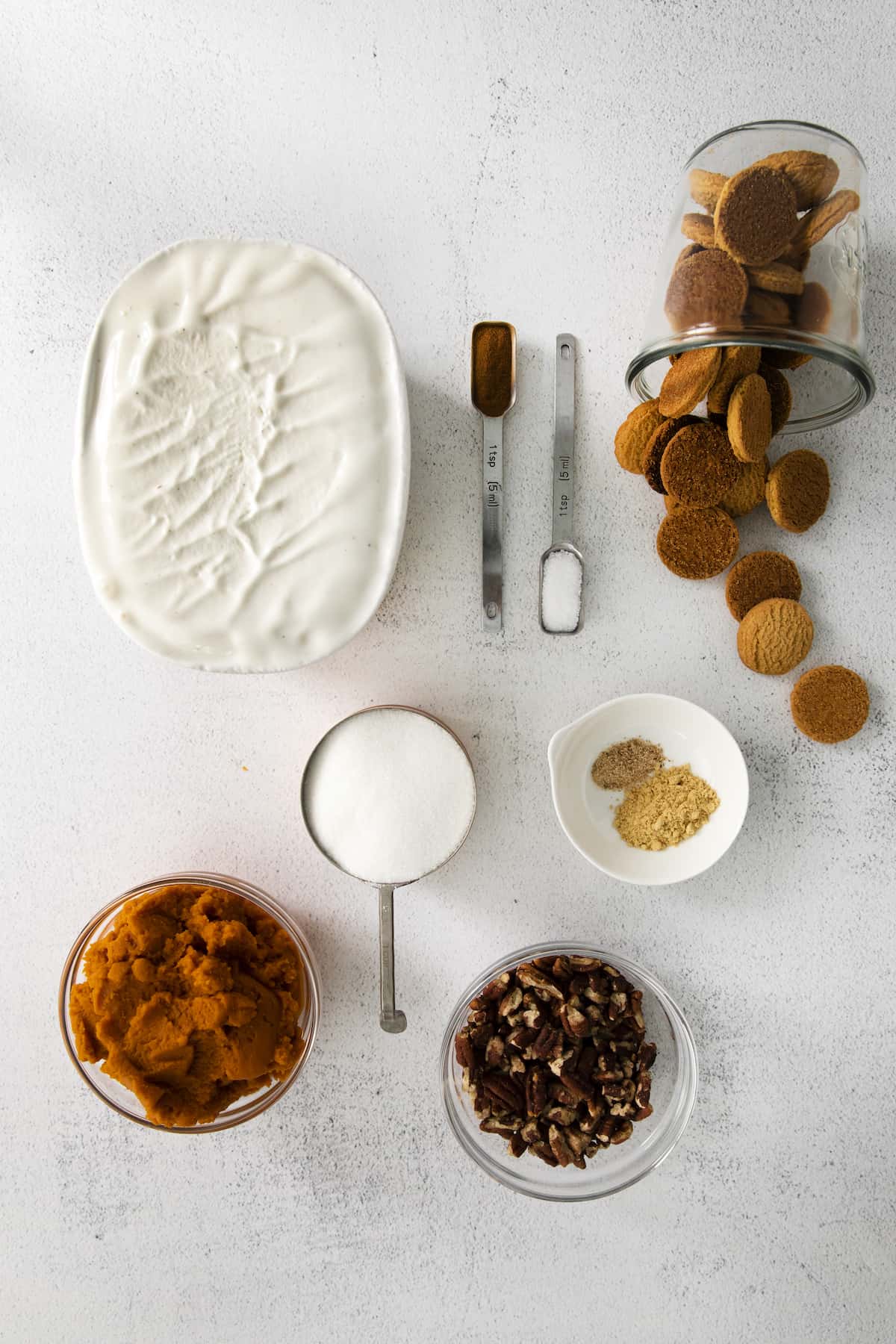 Overhead shot of Pumpkin Icebox Cake ingredients