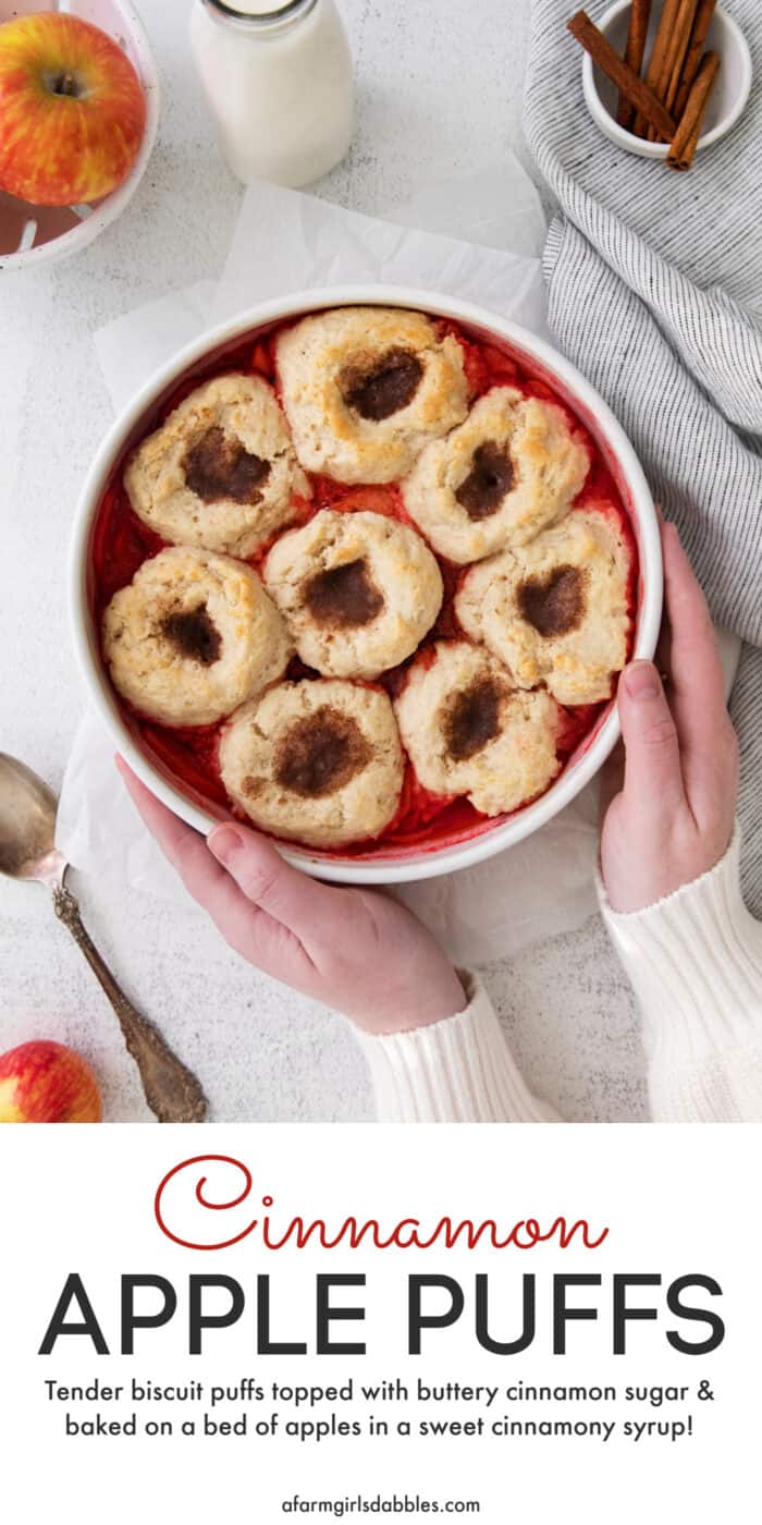 Pinterest image for cinnamon apple puffs