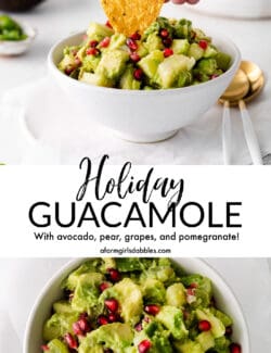 Two images of holiday guacamole