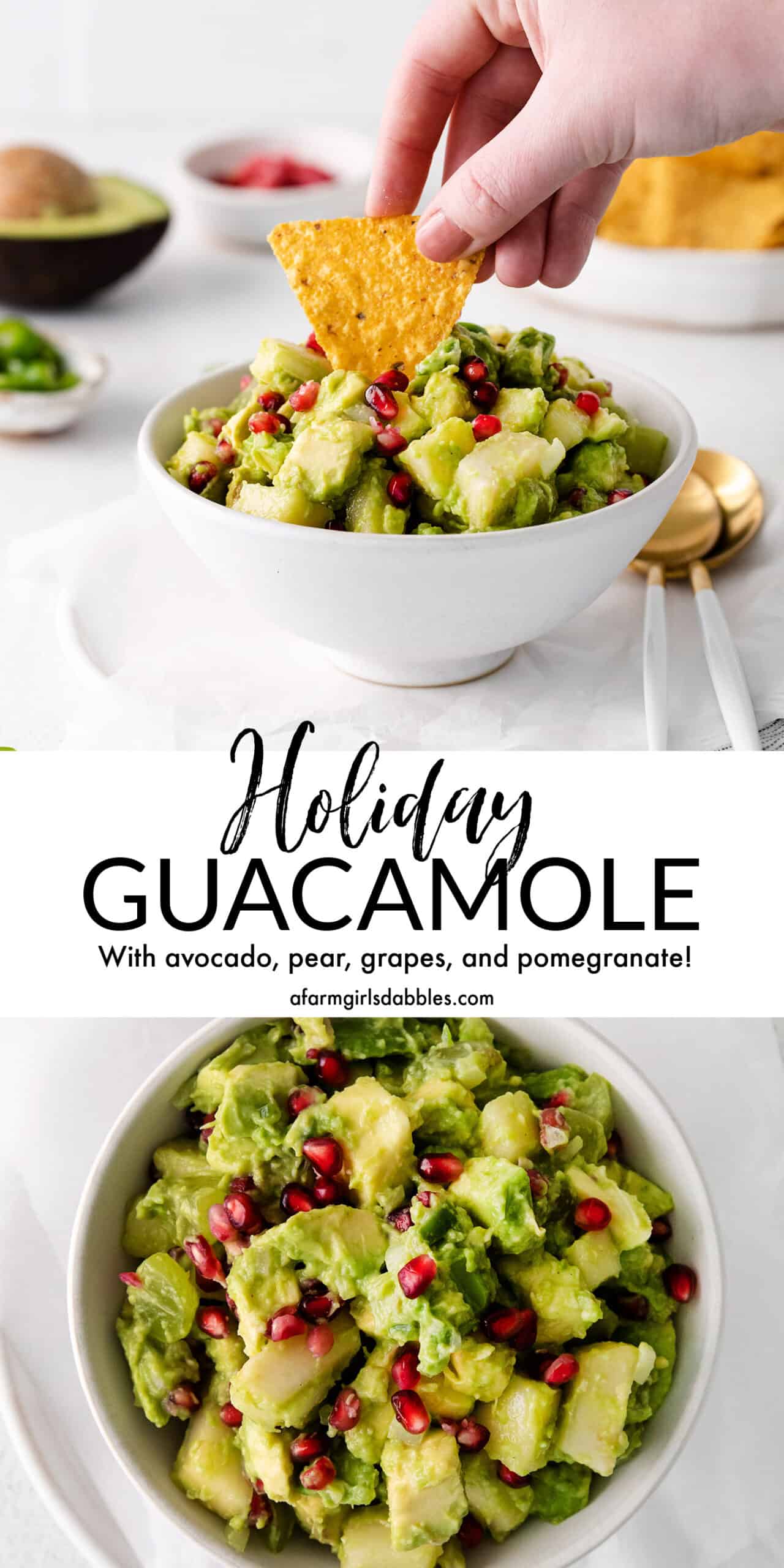 Two images of holiday guacamole