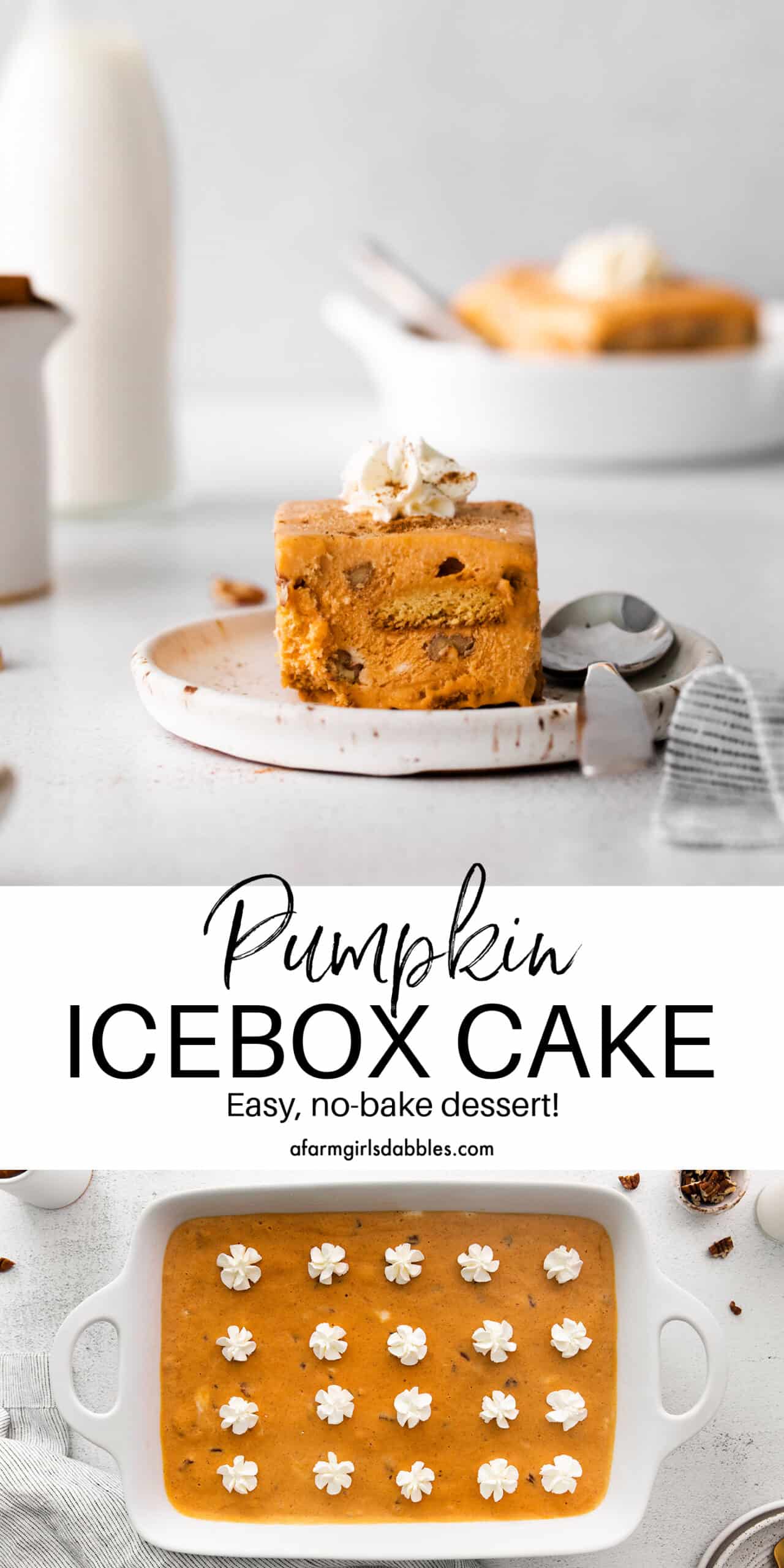 Pinterest image for pumpkin icebox cake