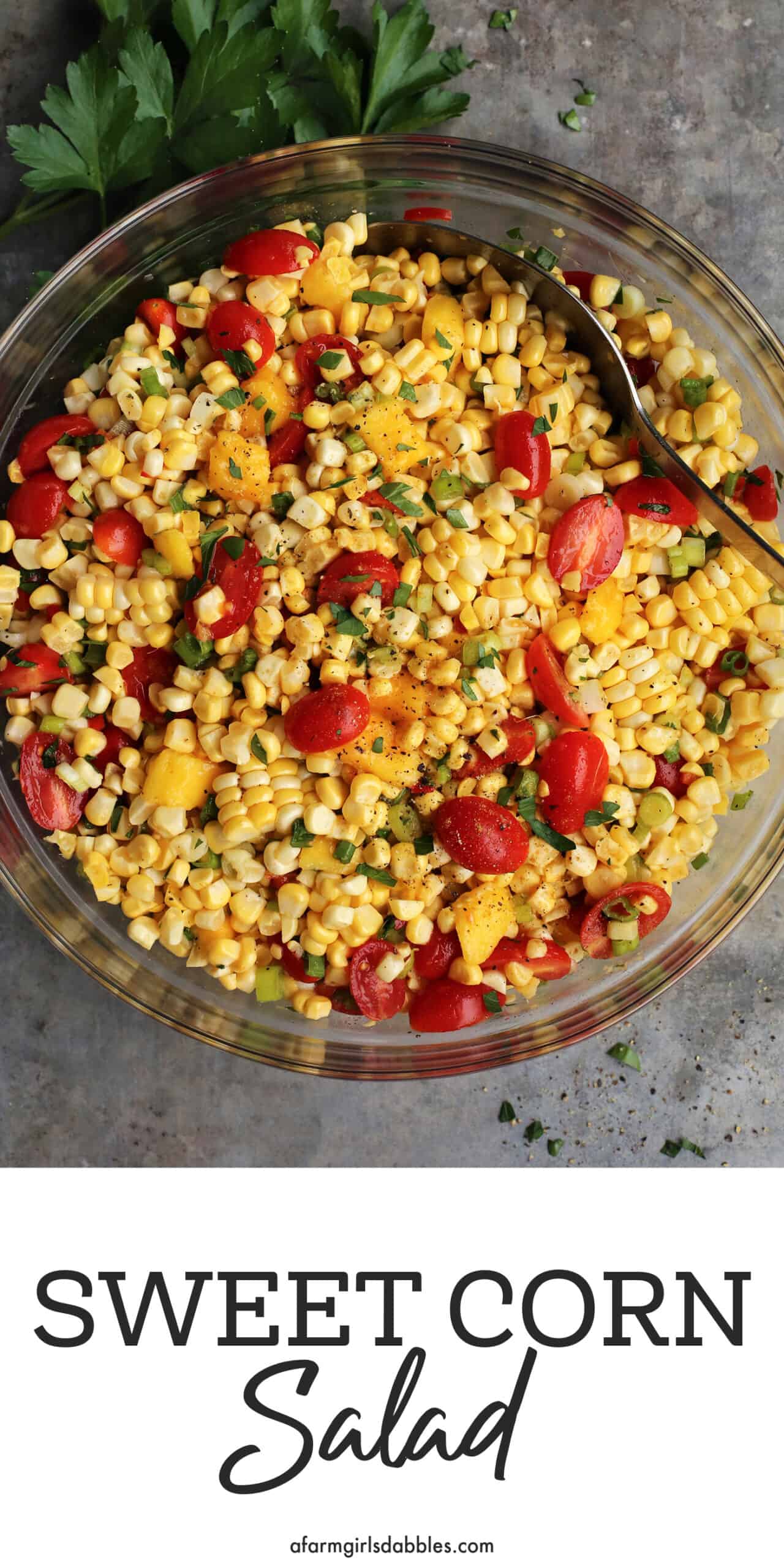 Pinterest image for sweet corn salad