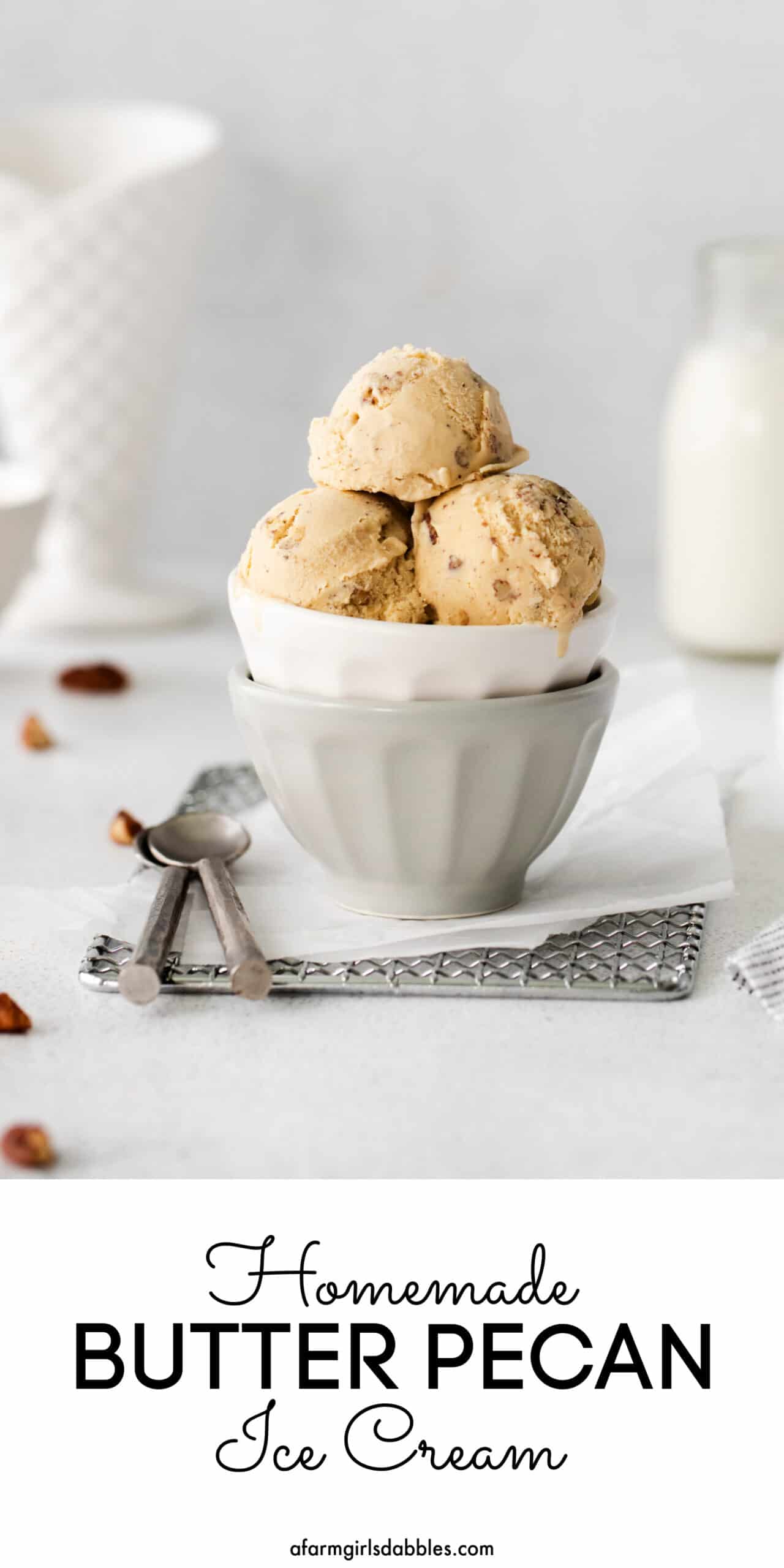 Pinterest image for butter pecan ice cream