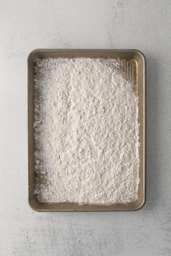 Flour on a baking sheet