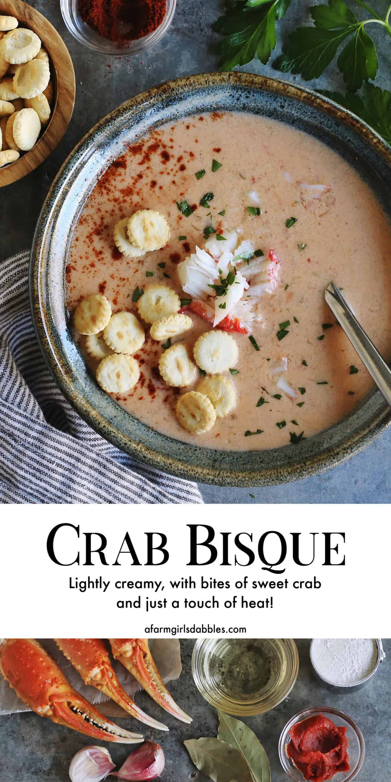 Pinterest image for crab bisque