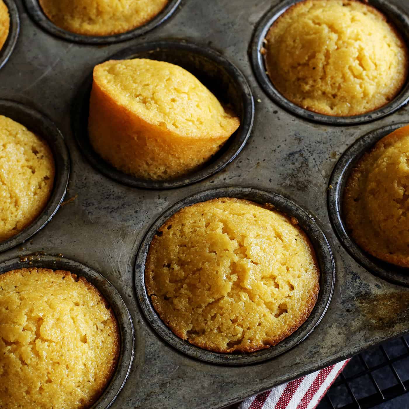 cornbread muffins in a muffin pan