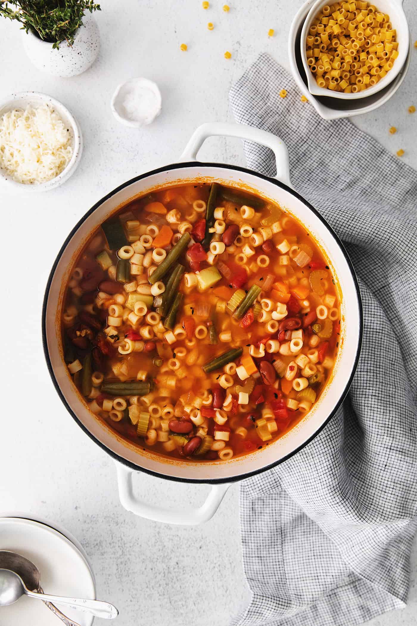 Overhead view of easy minestrone