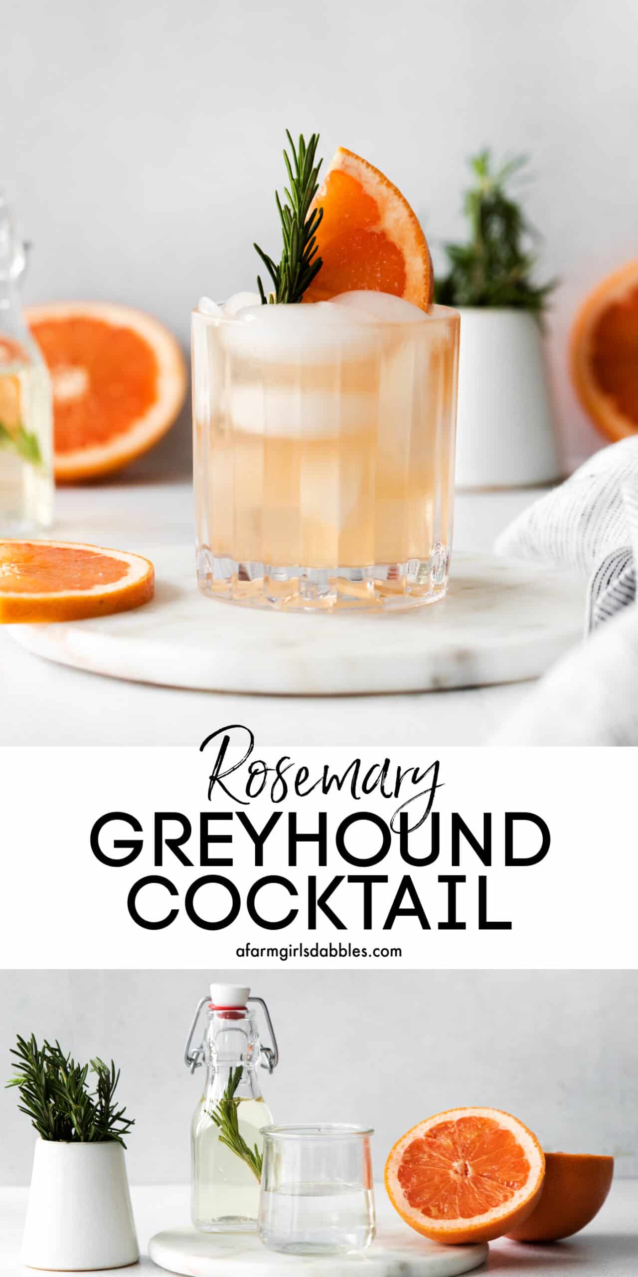 Pinterest image for rosemary greyhound cocktail