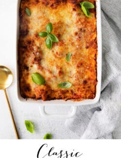 Pinterest image for classic lasagna