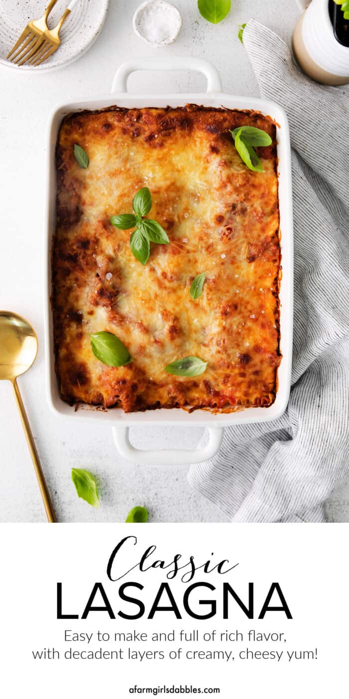 Pinterest image for classic lasagna