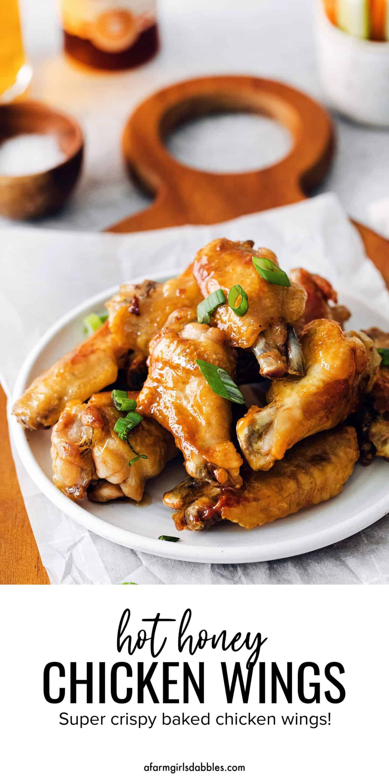 Pinterest image for hot honey baked chicken wings