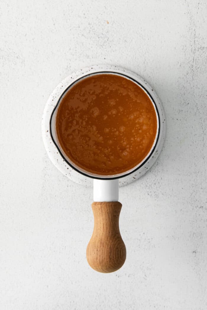Honey hot sauce in a saucepan