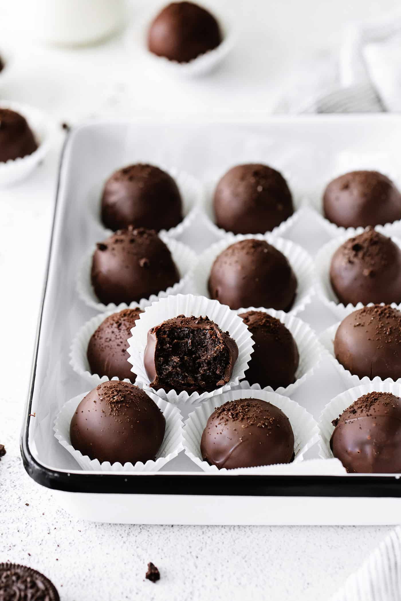 A tray of Oreo truffles