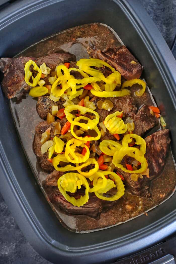 Italian beef in the slow cooker