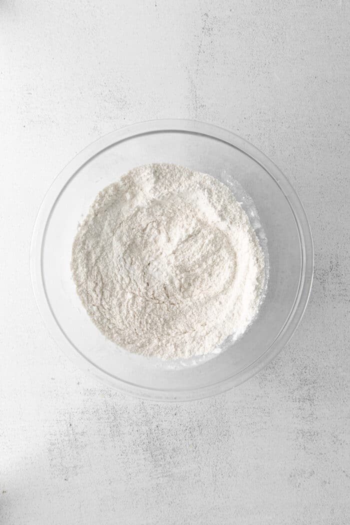 Flour in a mixing bowl