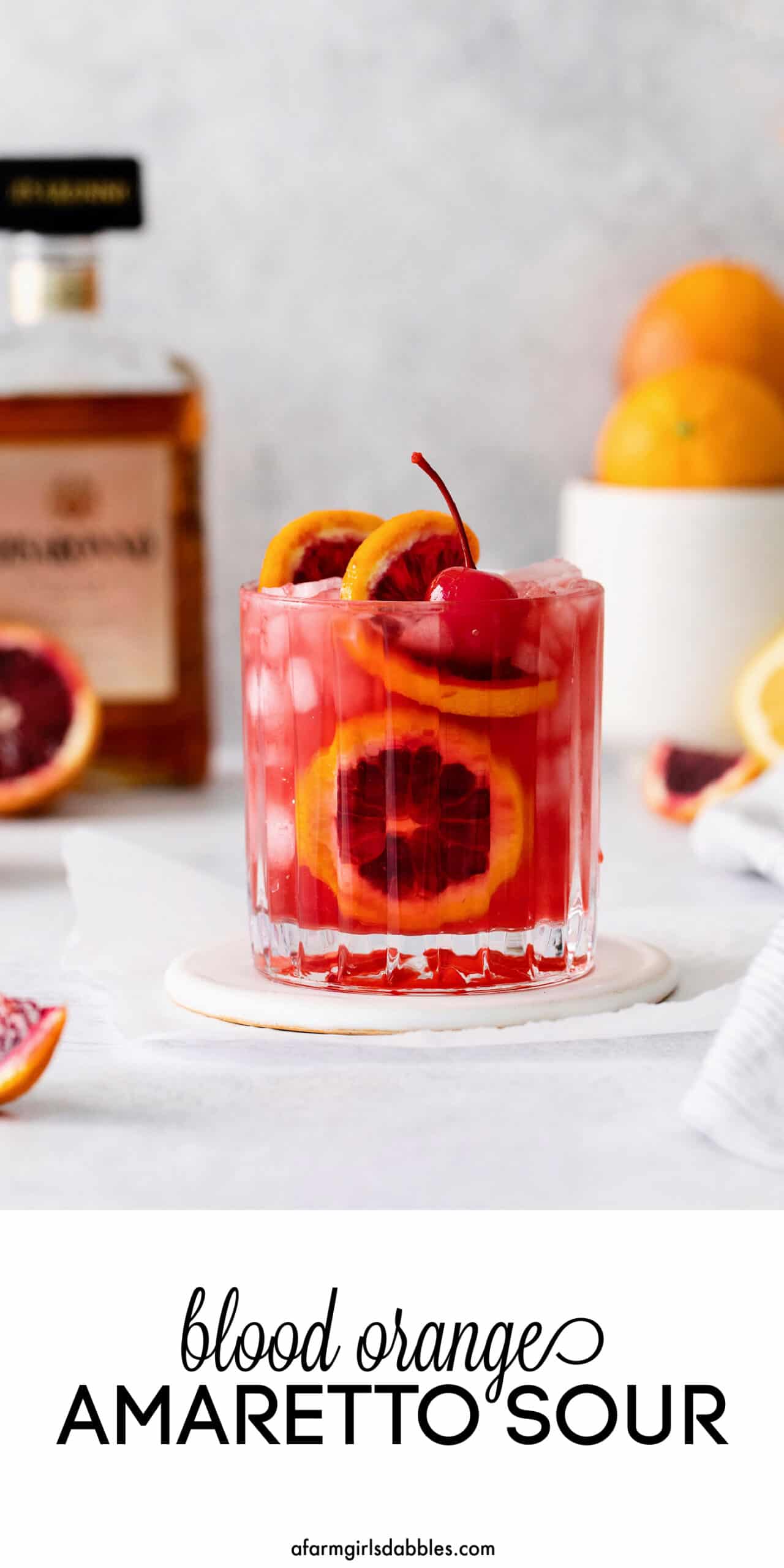 Pinterest image for blood orange amaretto sour