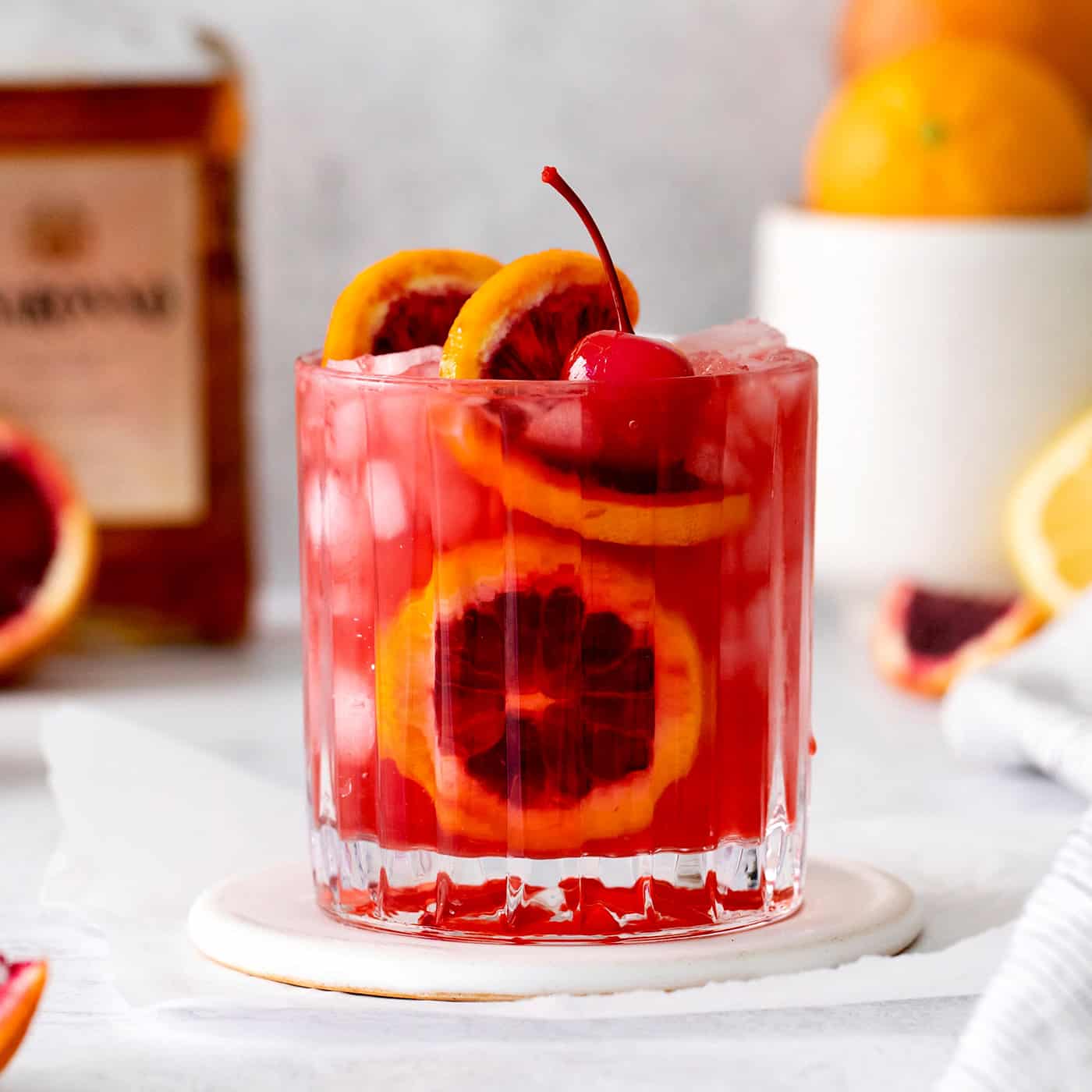 amaretto sour with blood orange juice