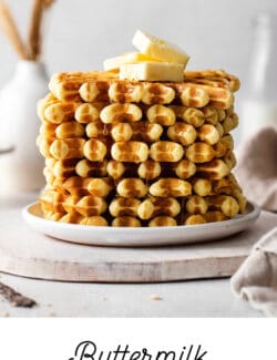 Pinterest image for buttermilk waffles