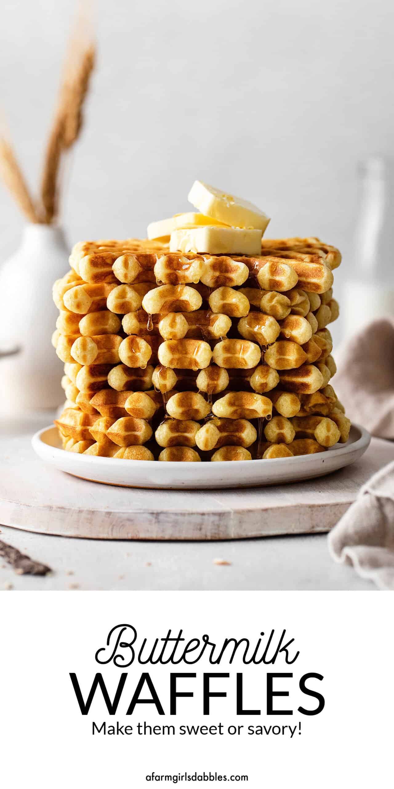 Pinterest image for buttermilk waffles