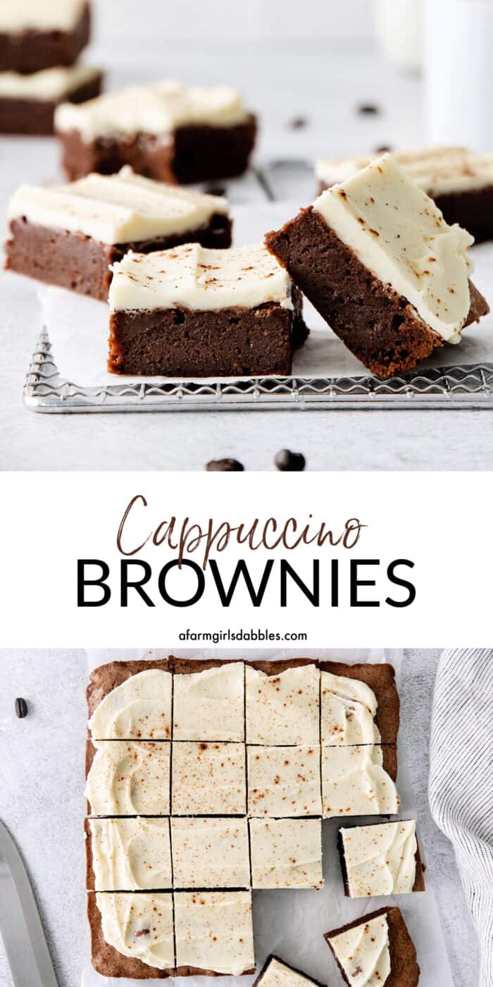 Pinterest image for cappuccino brownies
