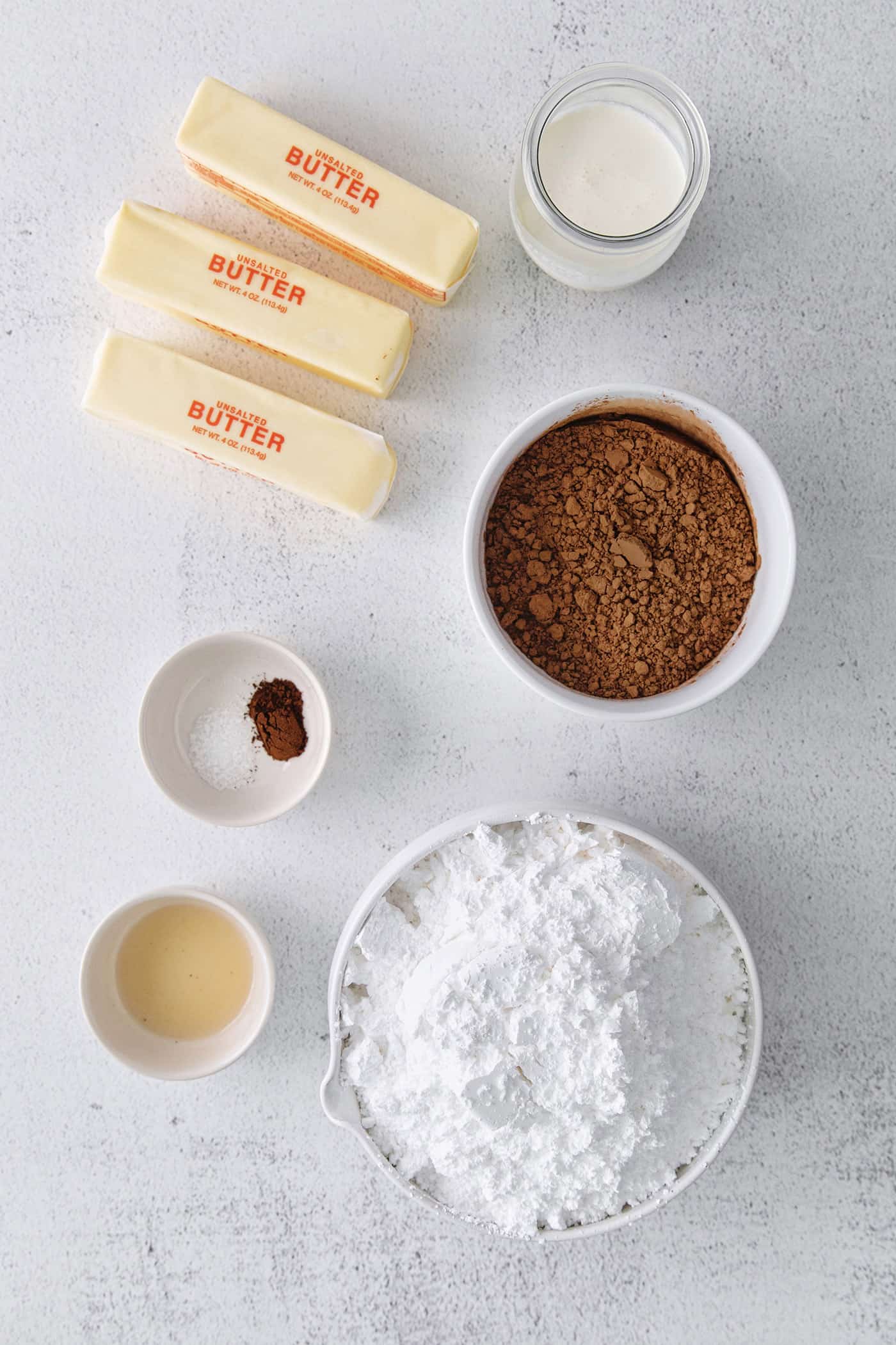 Chocolate buttercream ingredients