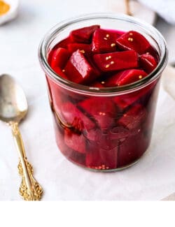 Pinterest image for quick refrigerator pickled beets