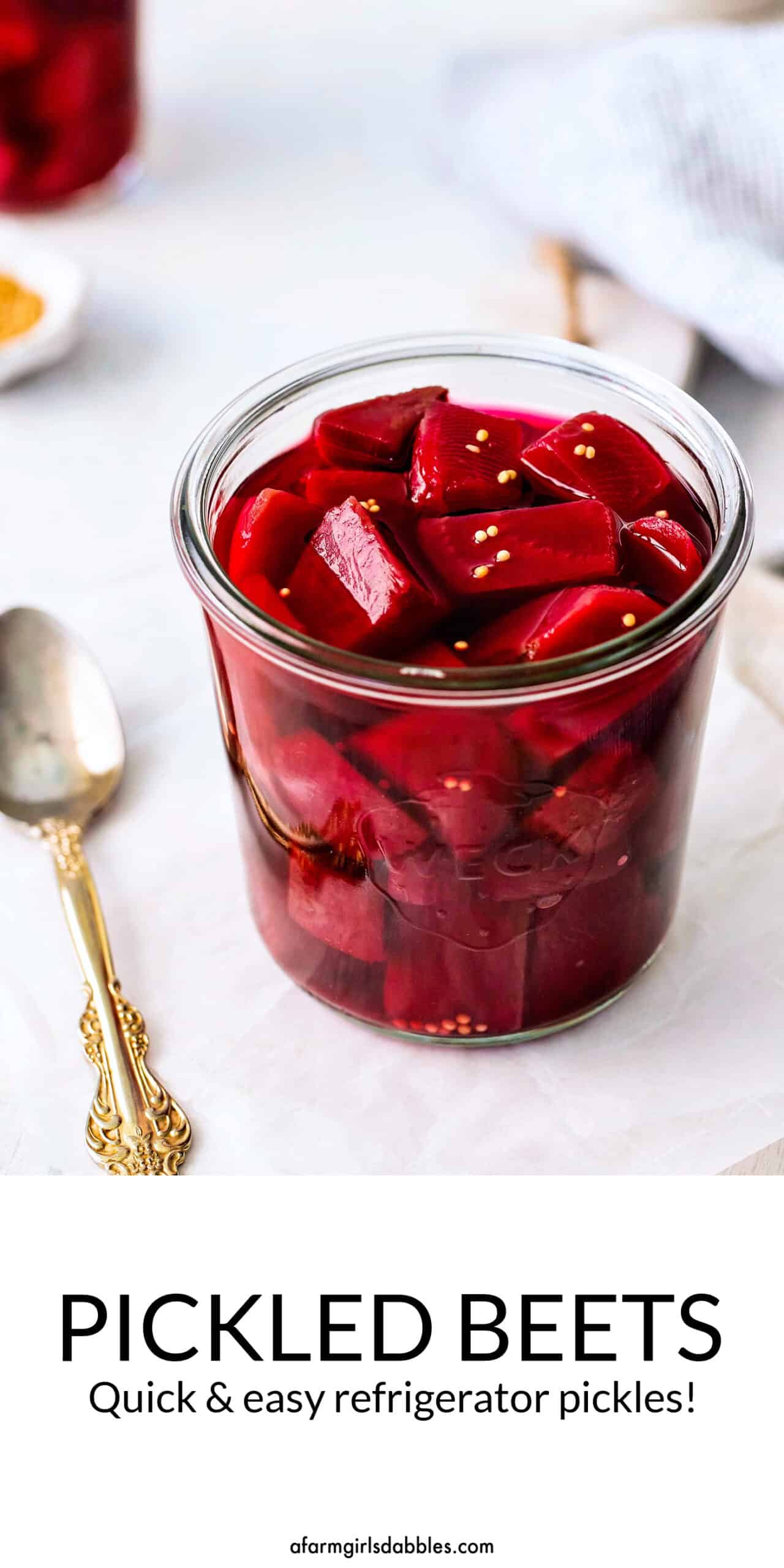 Pinterest image for quick refrigerator pickled beets