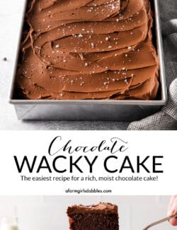 Pinterest image for chocolate wacky cake