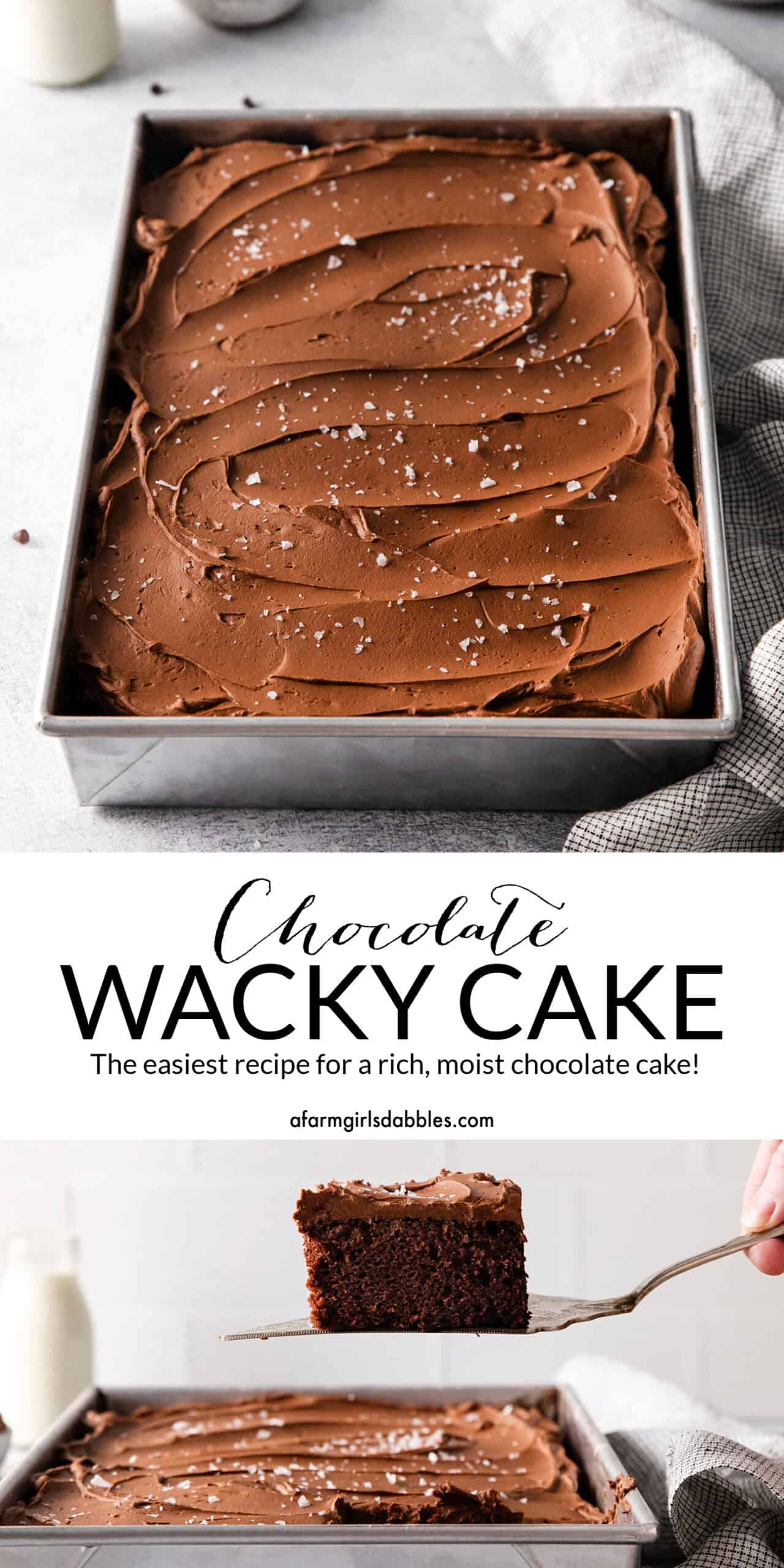 Pinterest image for chocolate wacky cake