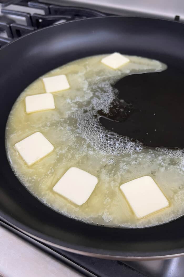 melting butter in a skillet