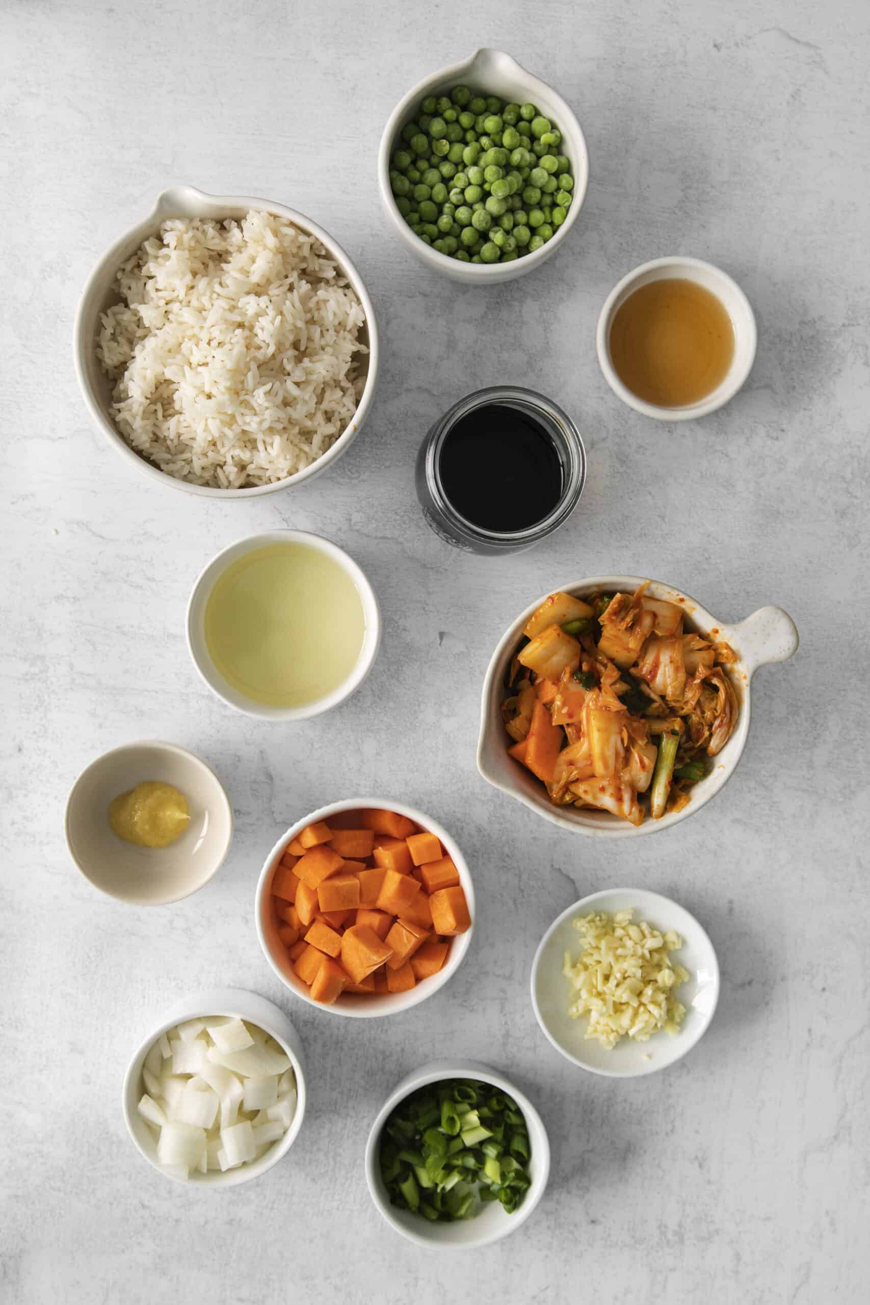 Kimchi fried rice ingredients