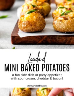 Pinterest image for loaded mini baked potatoes