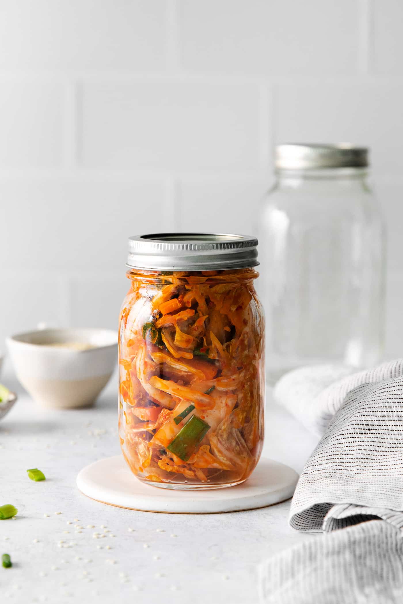 A mason jar of kimchi