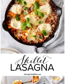 Pinterest image for skillet lasagna