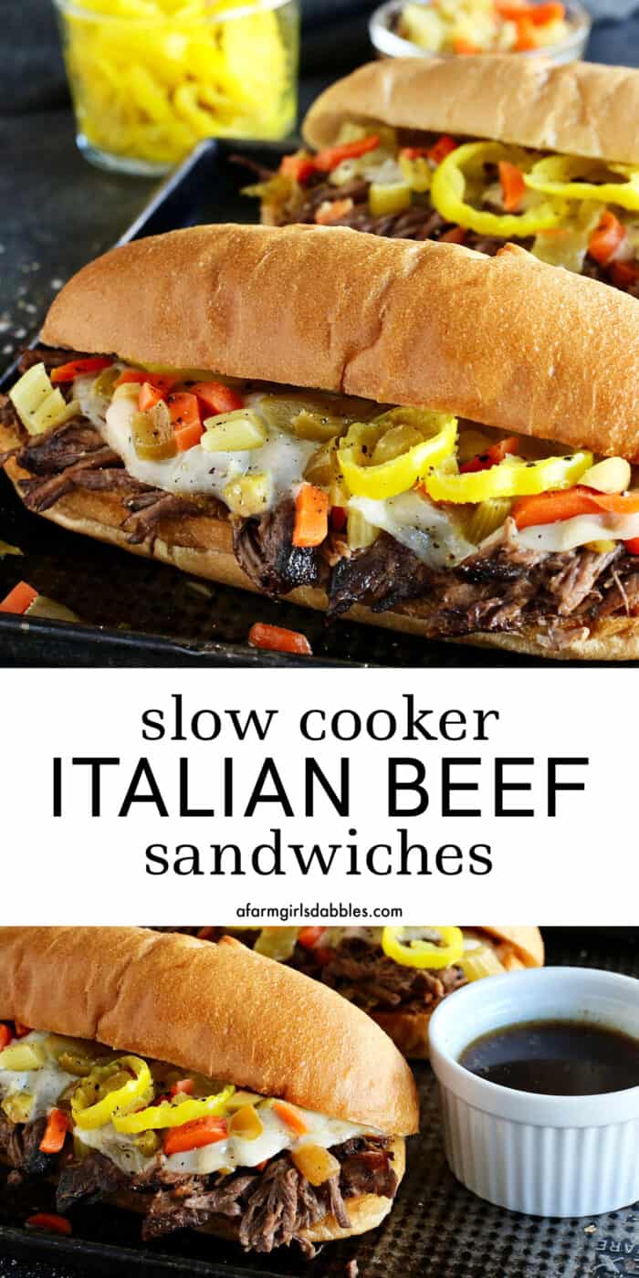 Pinterest image for slow cooker Italian beef