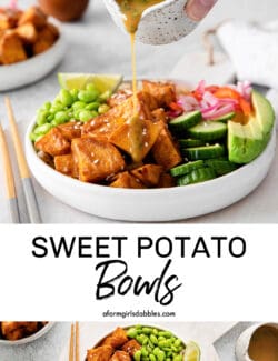 Pinterest image for sweet potato bowls