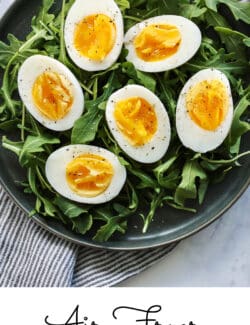 Pinterest image for air fryer hard boiled eggs