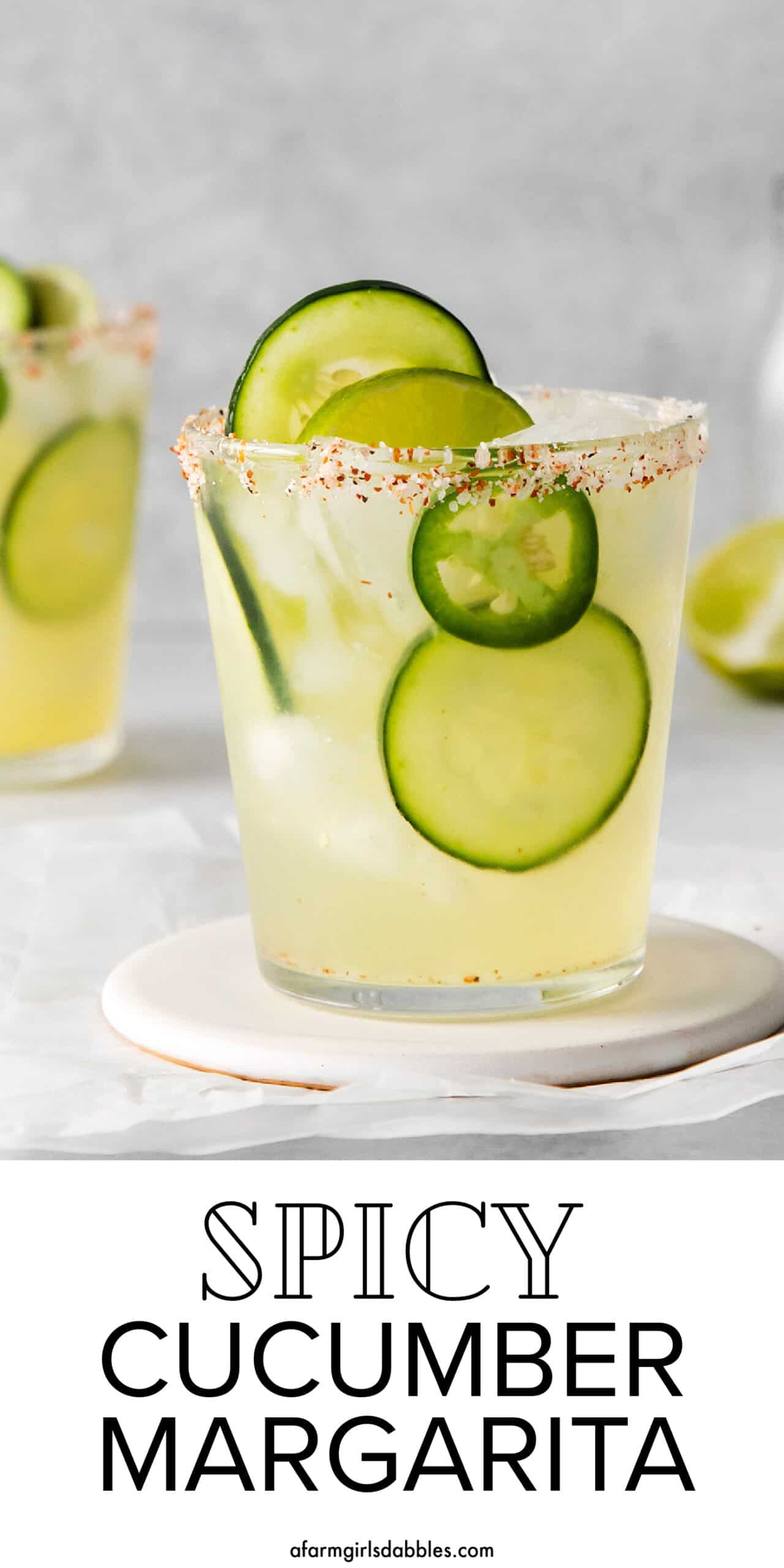 Pinterest image for spicy cucumber margarita