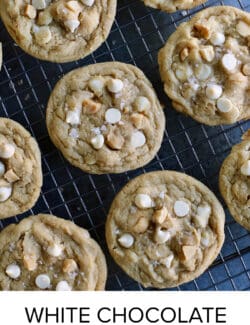 Pinterest image for white chocolate macadamia nut cookies