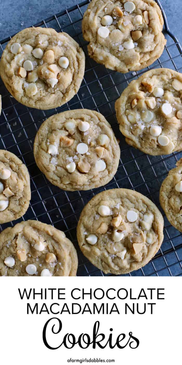 Pinterest image for white chocolate macadamia nut cookies