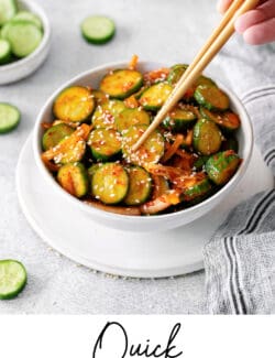 Pinterest image for quick cucumber kimchi