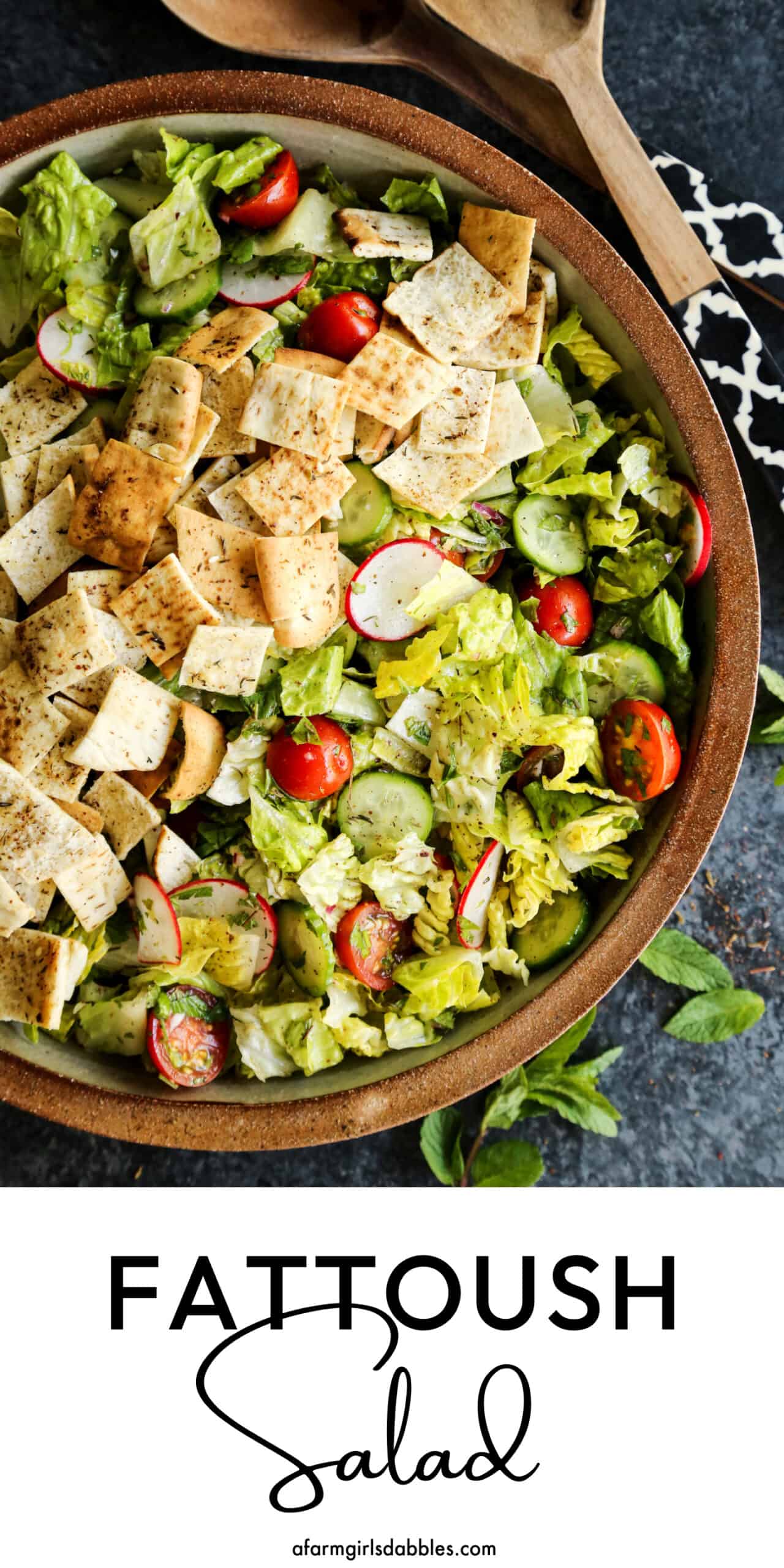 Pinterest image for fattoush salad